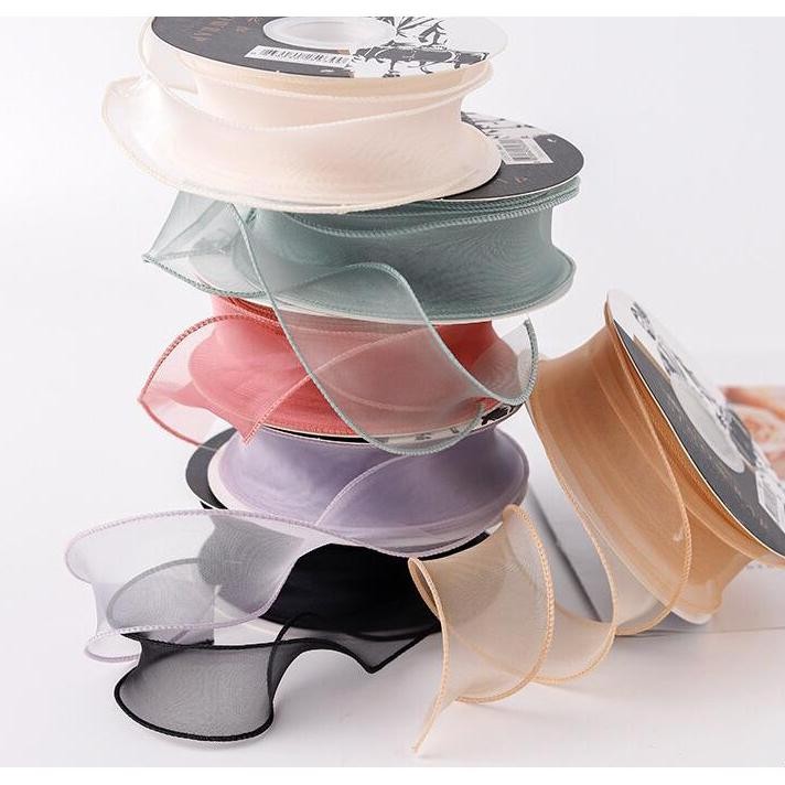

4Cm10Y Mermaid Tail Ribbon Pita Organza Korea Fishtail Wave Keriting Gelombang Tile Lace