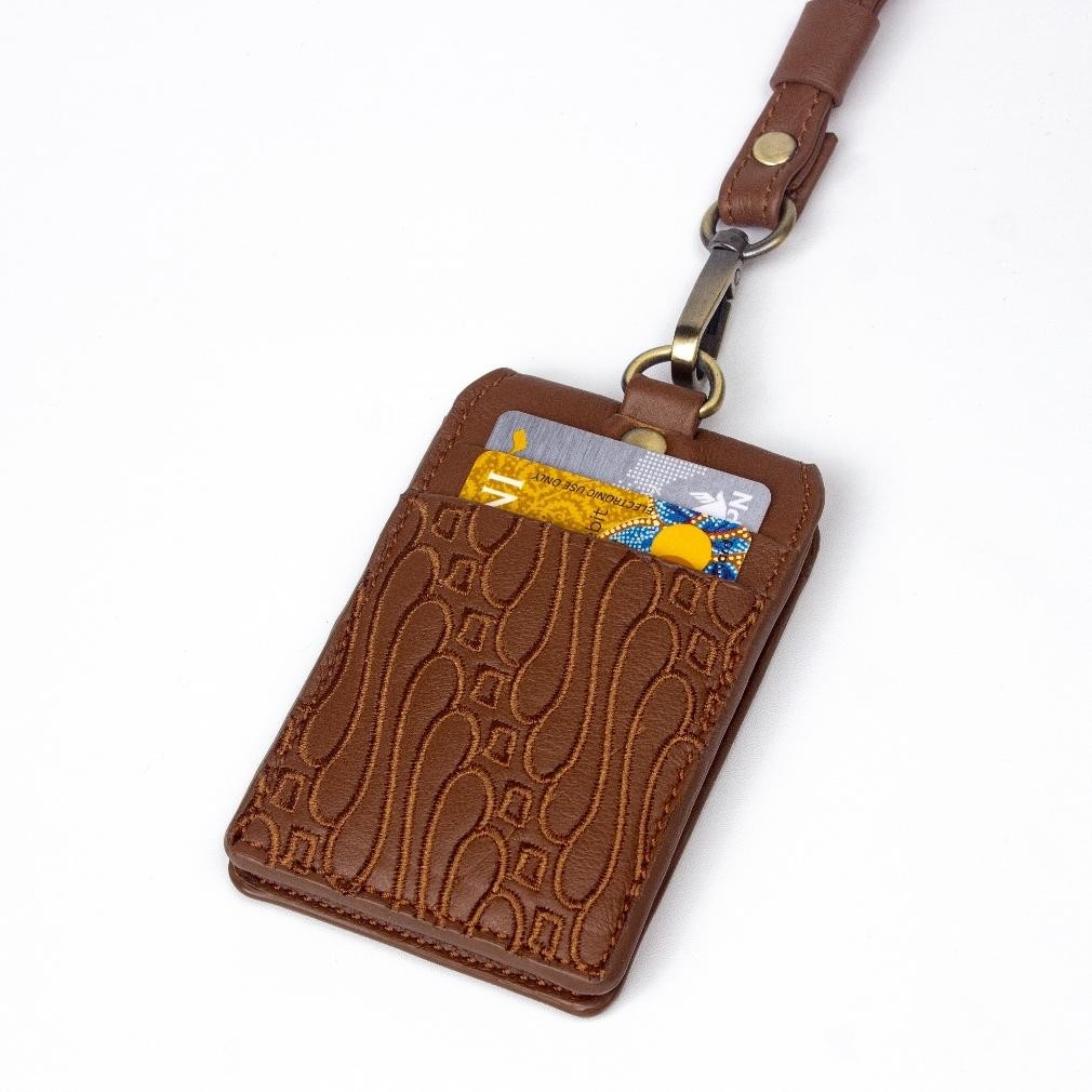 

LINDU Id Card Holder Batik Embroidery Genuine Leather Kulit Asli - Gammara Leather