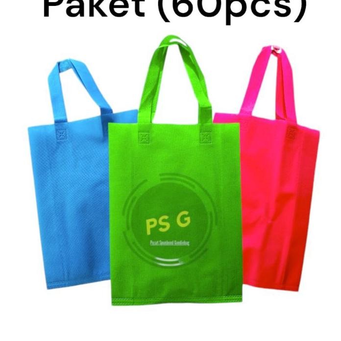 

Isi 60 Pcs Goodie Bag 25X35X8 Tas Spundbondtas Hamprestas Belanja Kain 55Gsm