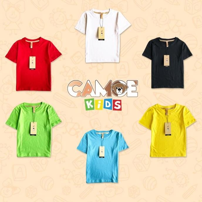 Sale Kaos Anak Kids Polos Camoe Premium Cotton Original - Yellow Kuning