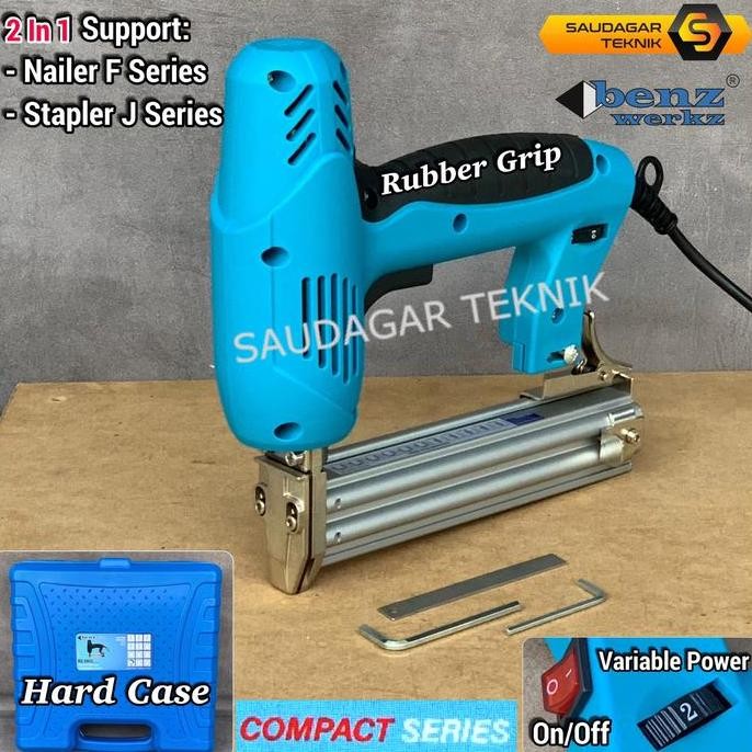

Mesin Staples Paku Tembak Listrik BENZ 2 In 1 Stapler Nailer Gun