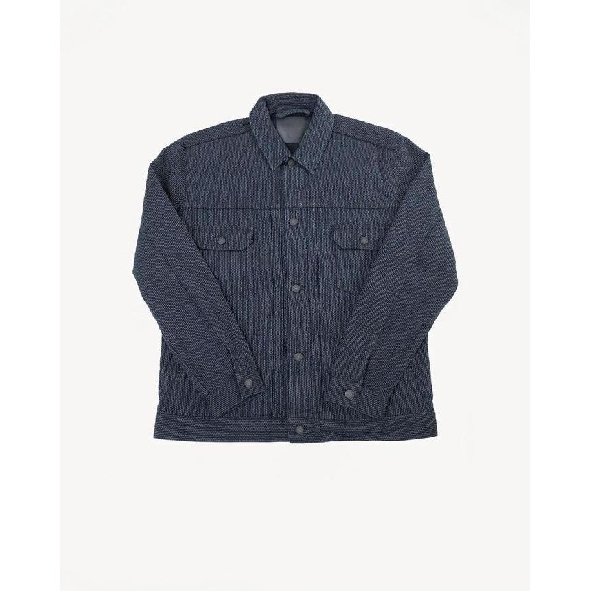 Grosir Pure Blue Japan 6117-Bk Sashiko Type 2 Jacket Grey X Black Sashiko