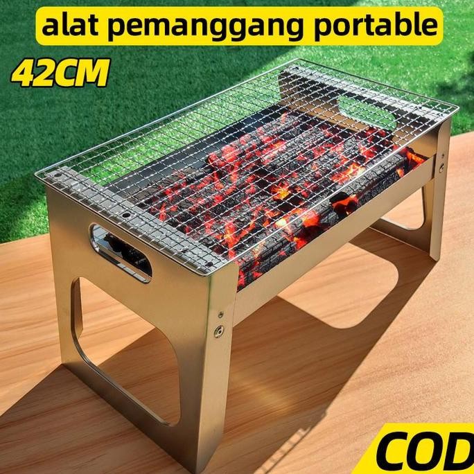 panggangan bbq grill pan alat wajan panggang kompor bakaran sosis/sate arang bakar pemanggang ikan K