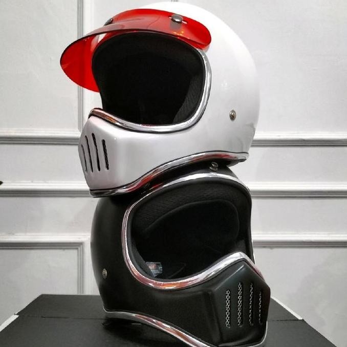 Diskon Helm Cakil Custom Full Face List Chrome Motorcycle Cewek Helmet Cakil  Racing