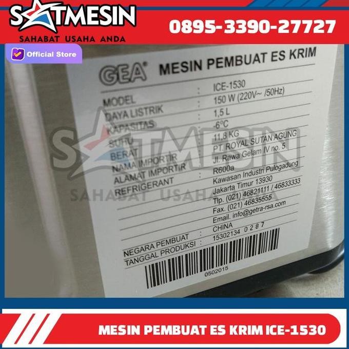Grosir Jual Murah Ice Cream Maker Gea Ice-1530 / Mesin Pembuat Es Krim