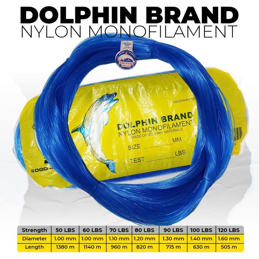 TERLARIS Senar Pancing Dolphin Brand Nilon Monofilament Biru Tua Siap kirim