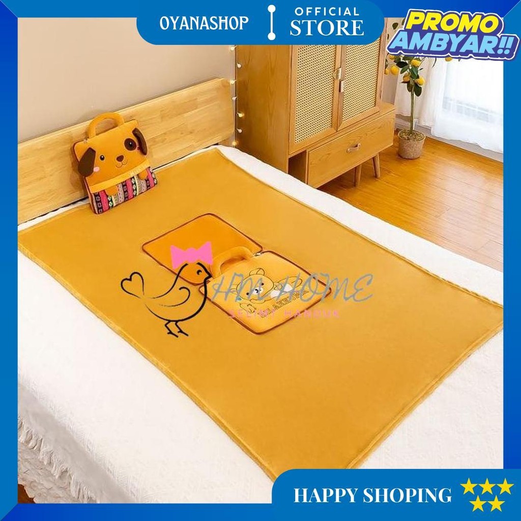 Hm Bantal Selimut Anak Dewasa Karakter Set 2 In 1 Selimut Tas Multifungsi Kamar Tidur Lembut Gratis 