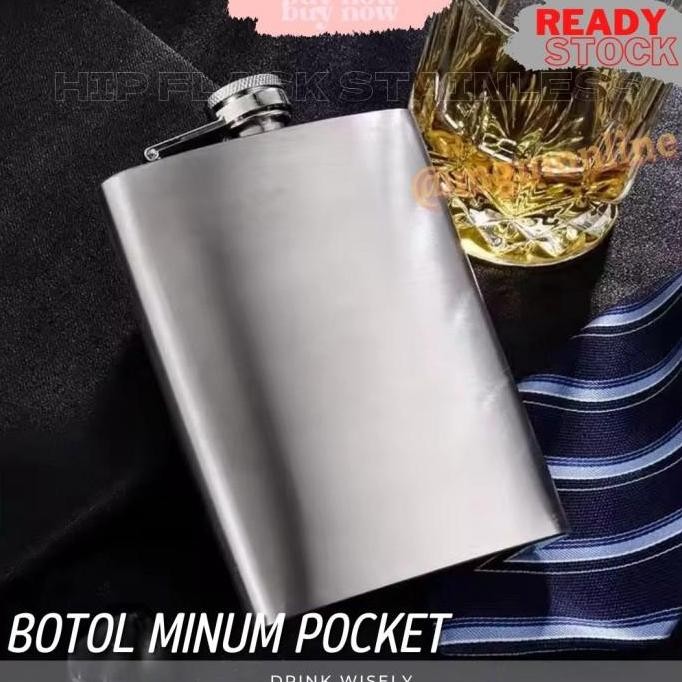 Botol Pocket Stainless 280Ml Hip Flask 10Oz Liquor Botol Minuman Keras Best