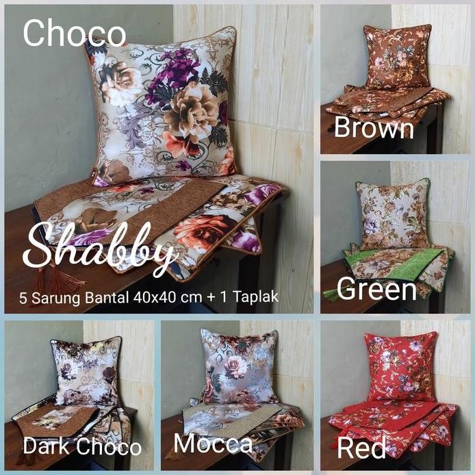 Terlaris Sarung Bantal Kursi Sofa Set Shabby Bunga-Bunga