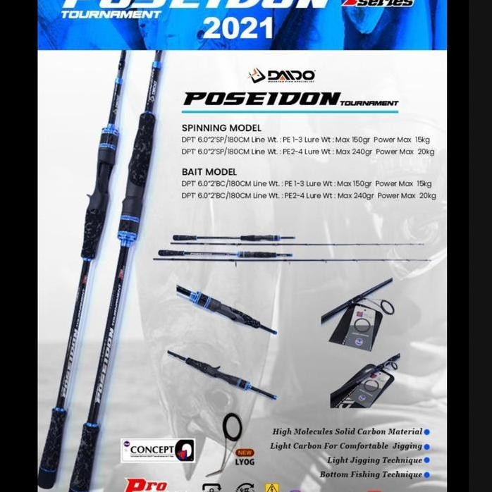 

Terlaris Joran Daido Poseidon Pro New Tournament 602 180 Cm Spinning