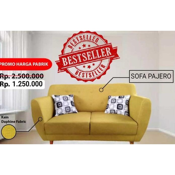 Terlaris Sofa Retro 2 Seater Kain Daphnie