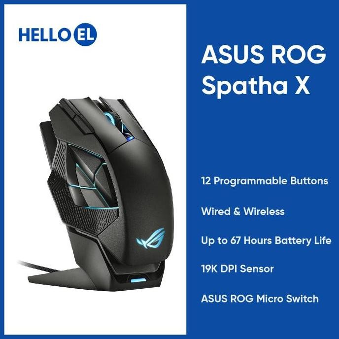 Asus Rog Spatha X 19K Dpi 2.4Ghz Wireless Wired 12 Buttons Gaming Mouse
