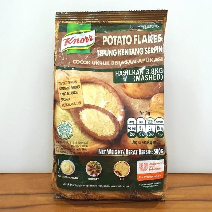 

Terlaris Knorr Potato Flakes / Tepung Kentang Serpih / Mashed Potato 500G