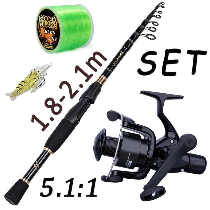 

Terlaris Sougayilang Joran Pancing Set 1.8-2.4M Fiber Karbon Joran Teleskopik Spinning Fishing And 5.1:1 Reel Pancing Pole For Fishing Tackle Carbon Joran Maguro Joran Pancing Laut