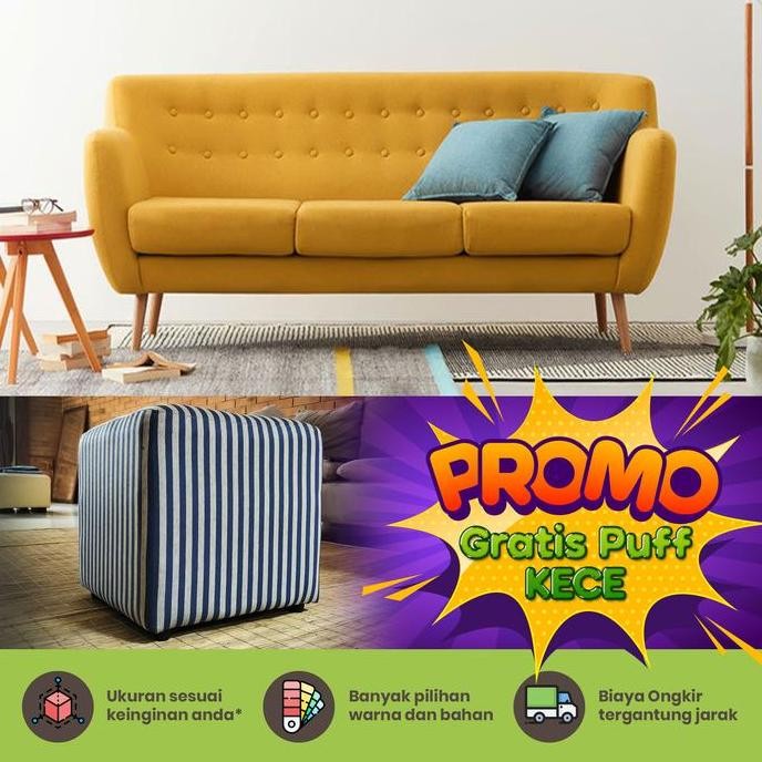 Terlaris Sofa Minimalis Retro / Sofa Scandinavian 3 Seater