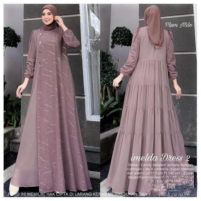 BAJU GAMIS WANITA MUSLIM IMELDA 2 DRESS CERUTI CANTIK FASHION PEREMPUAN DEWASA REMAJA CEWEK PUTRI IB