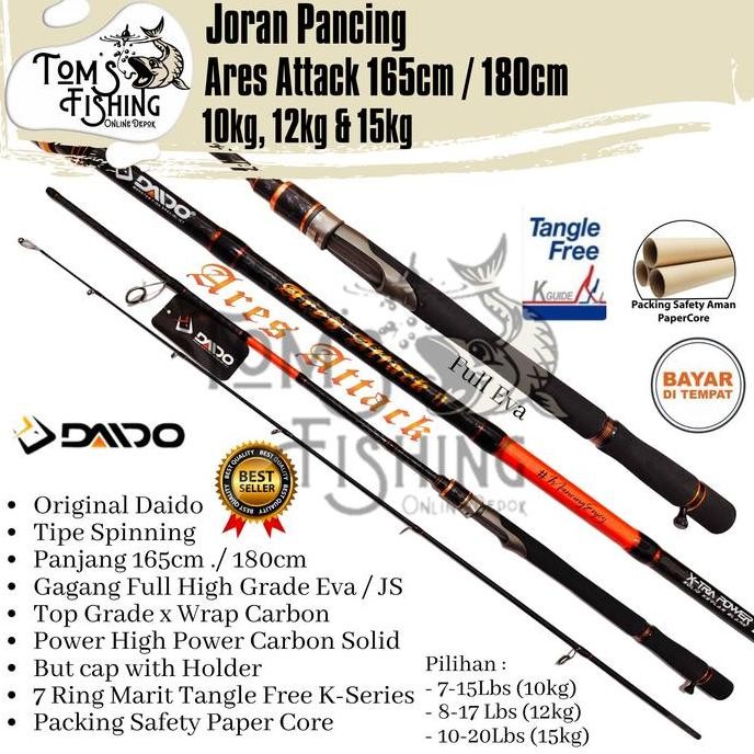 

Terlaris Joran Pancing Daido Ares Attack 165Cm / 180Cm Full / Js (10Kg-15Kg) Carbon Solid Murah - Toms Fishing