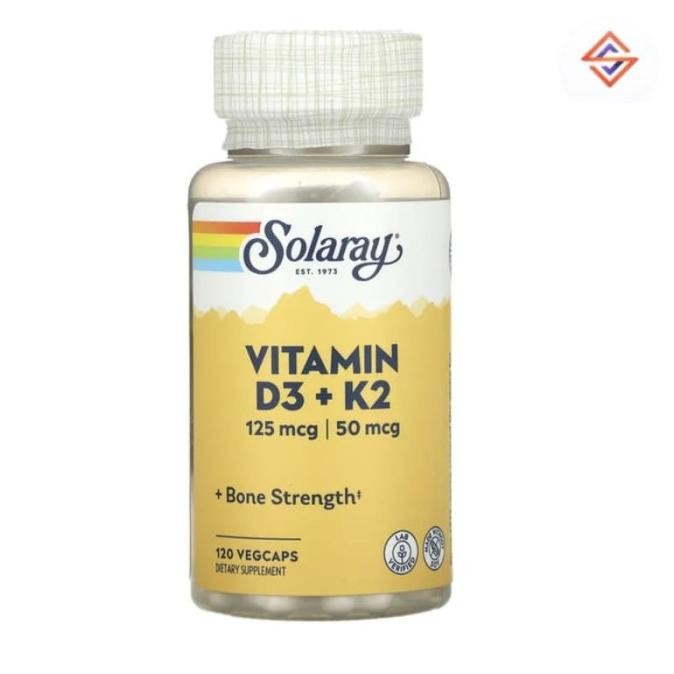 Solaray Vitamin D3 + K2 Soy Free 120 Vegcaps Original Produk
