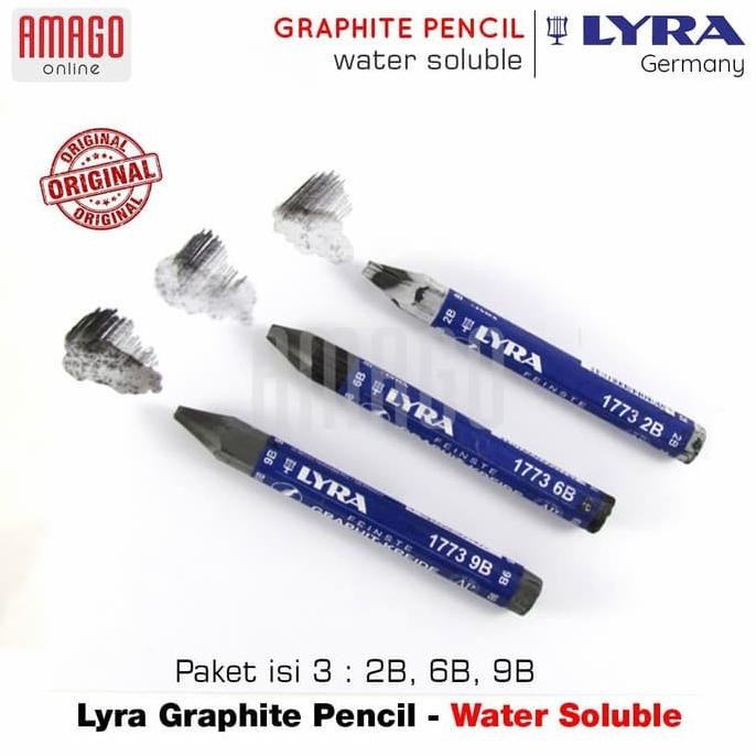 

KA LYRA Watercolour Graphite Pastels - Water Soluble (Larut di Air) Paket isi 3 - 2B/6B/9B - L563010X