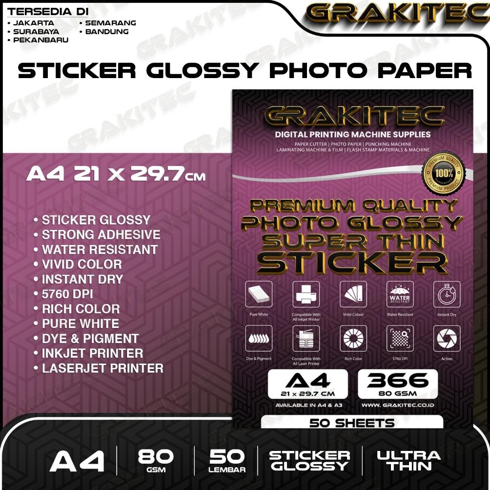 

KA Sticker Glossy Photo Paper A4 - Isi 50 Lembar Glossy Photo Sticker Paper ( Kertas Foto Sticker Glossy ) Grakitec