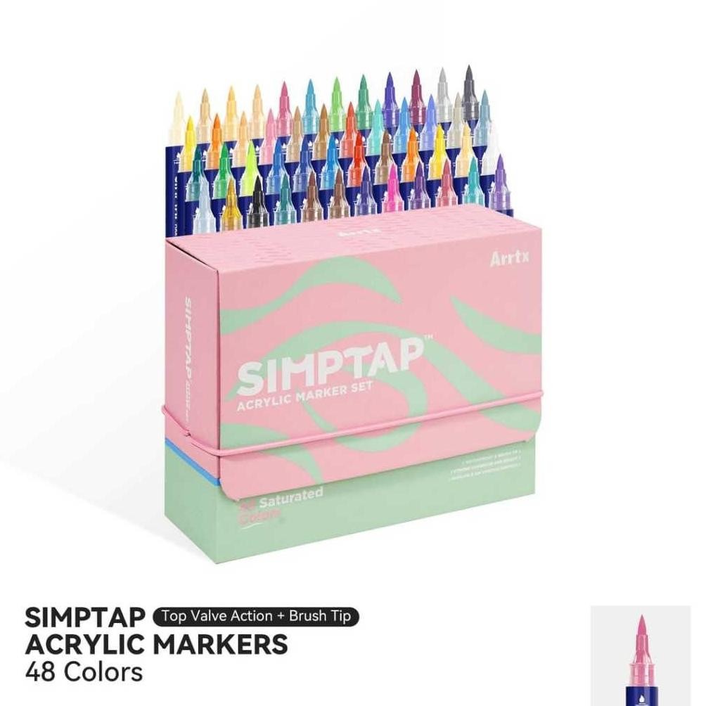 

Arrtx 48 Colors Simptap Acrylic Marker Top Valve