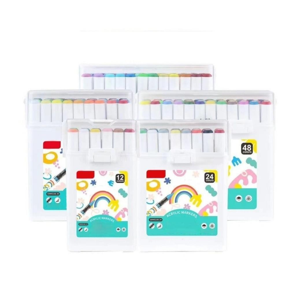 

GRASP Marker Acrylic Brush Pen 12/24/36/48/60 Warna Spidol Akrilik Tinta Direct Ink MW005