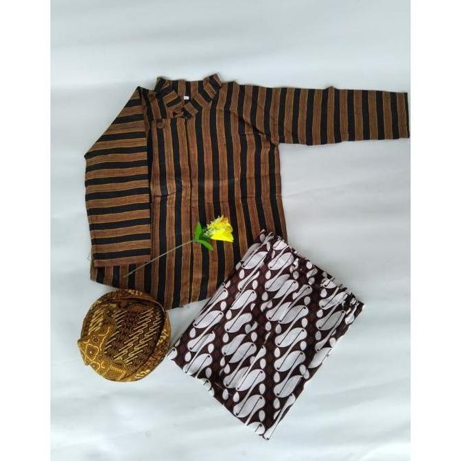 Tersedia Setelan Surjan  Anak Laki laki + Rok + Blangkon / Baju Jawa Bayi Laki laki fullset umur 2bl