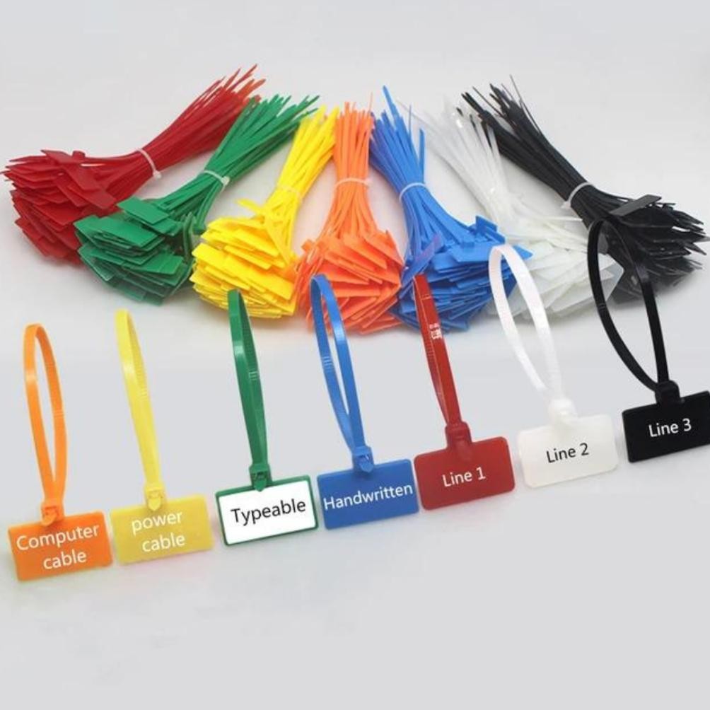 

kabel TIES TIS pengikat with MARKER name tag label 100MM x 2.5MM warna putih