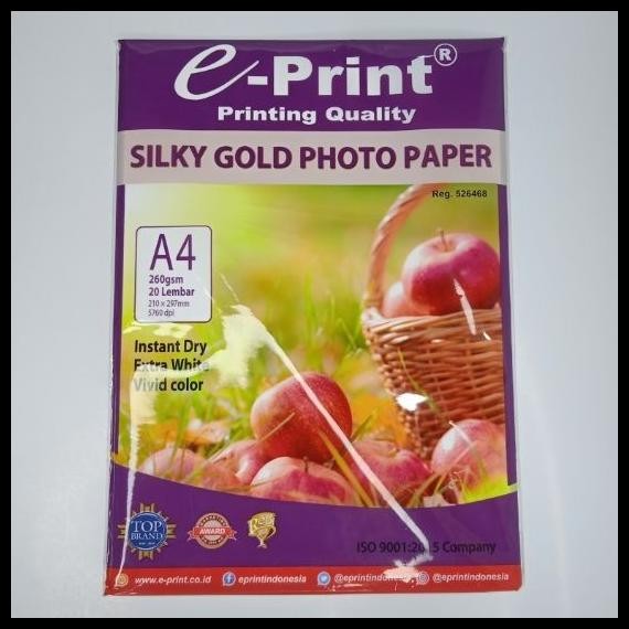 

Terlaris Kertas Foto E-Print Silky Gold A4 260 Gsm Good Quality