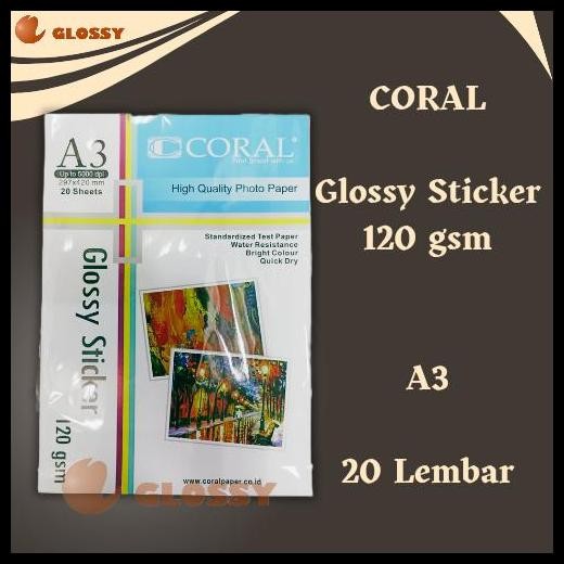 

Terlaris Coral Glossy Sticker A3 120 Gsm / Kertas Stiker Glossy Photo A3 Good Quality