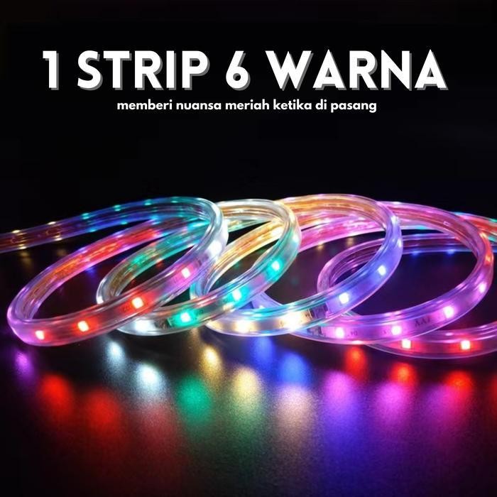 Lampu Led Strip Selang (100Meter+Free 5  Soket)Dc Rgb Warna Warni Lmapu Hias Outdoor Led Strip 1 Rol