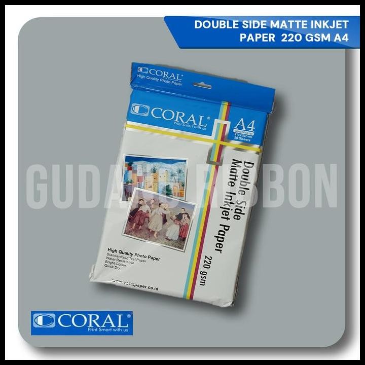 

Terlaris Coral Double Side Inkjet Paper A4-220 Gr (Pack=50 Sheet) Good Quality