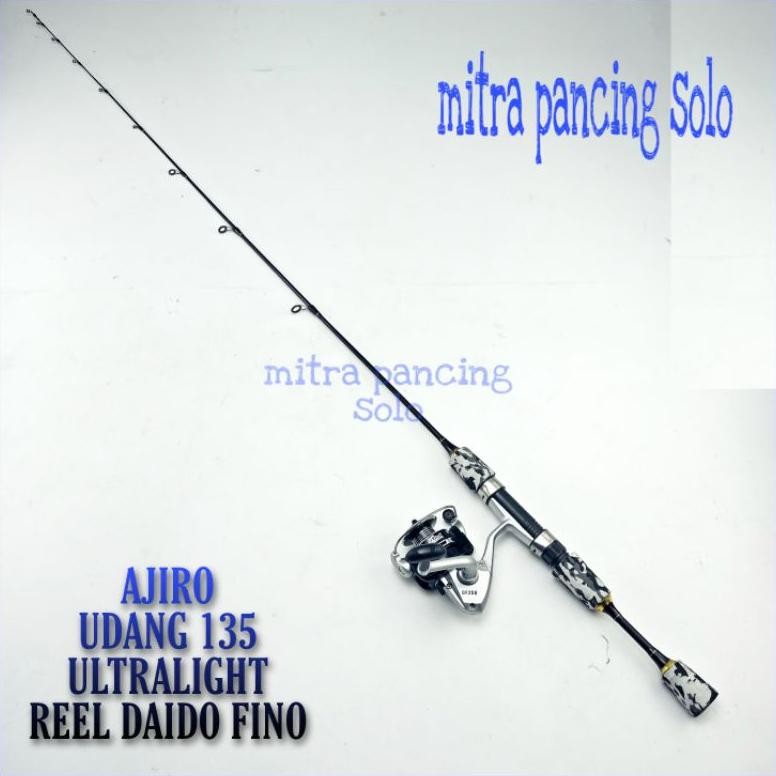 Satu Set Joran Pancing Udang Murah AJIRO FISHING Super Lentur Fiber Solid Ultralight Kuat dan Murah