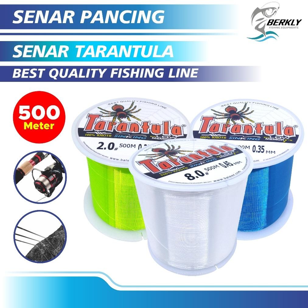 BERKLY Tali Pancing TARANTULA 500Meter 3Warna  Nilon Tali Pancing Bahan Nilon Pancing Anti Keriting 