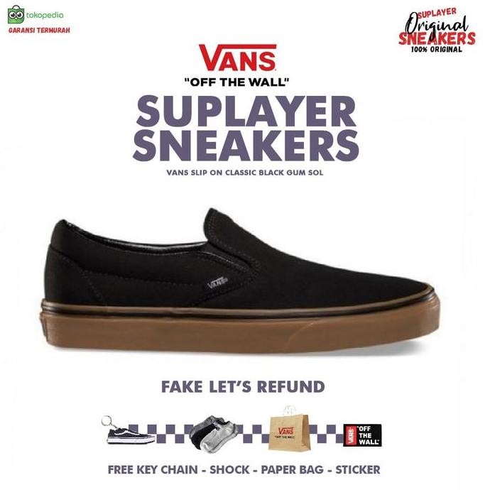 Vans Slip On Classic Black Gum Sol Original BNIB