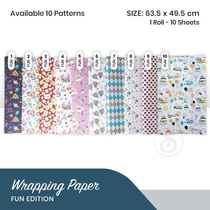 

ready (10lbr) Kertas Kado Sansan Wawa Motif Fun uk 63.5 x 49.5cm