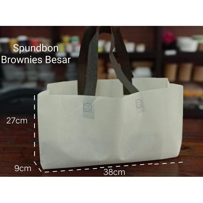 

ready Tas Spunbond Brownies Besar Hijau / Krem / Coklat. Isi 12pcs
