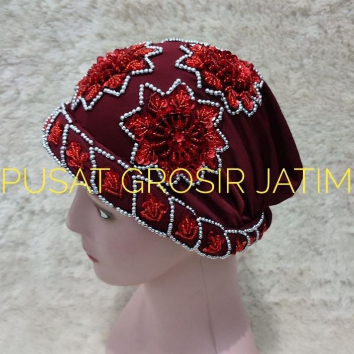 NEW Kerpus topi kupluk hijab ibu turban haji emak ciput payet Songkok topi nenek kupluk fashion khas