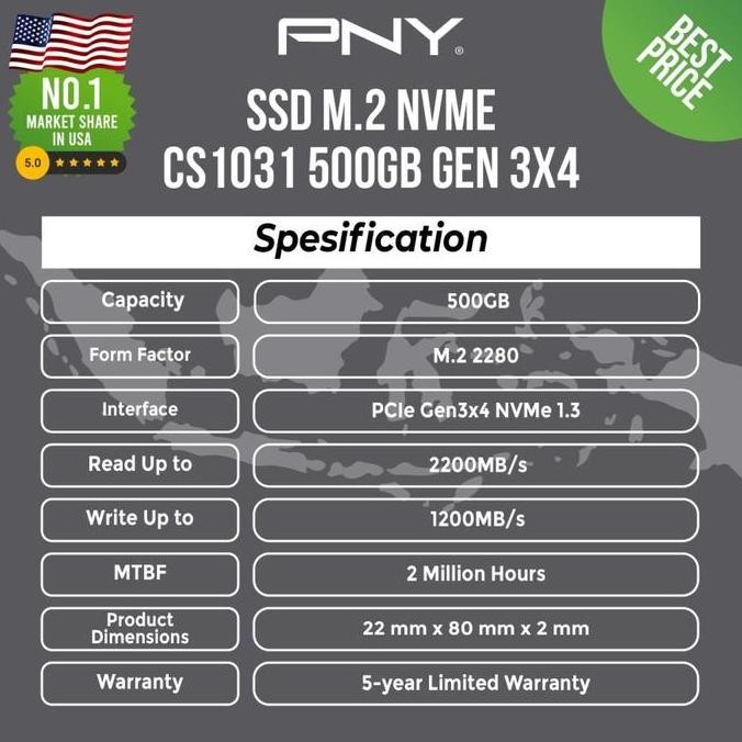 SSD PNY CS1031 M.2 NVMe PCIe Gen3 x4