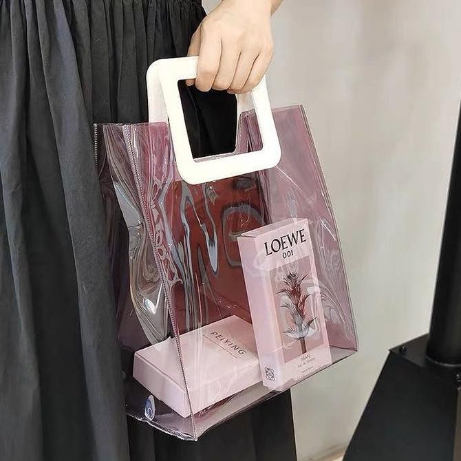 

ready Tas hampers souvenir mika / pvc Bag / tas goodie Bag polos transparan