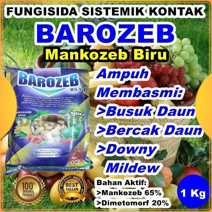 baru Barozeb 1 Kg Fungisida Kontak Sistemik Mankozeb Biru Plus Silika