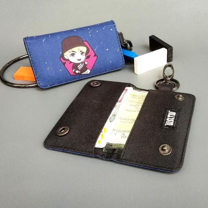 KPOP Dompet Stnk Gantungan Kunci Mobil Motor BTS Army Aksesoris Black Chain murah
