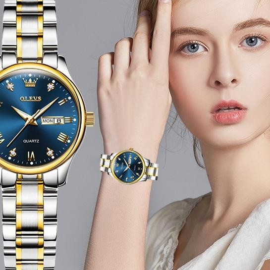 Olevs Jam Tangan Wanita Korea Kecil Anti Air Cewek Kalender Luminous Women Watch 5563