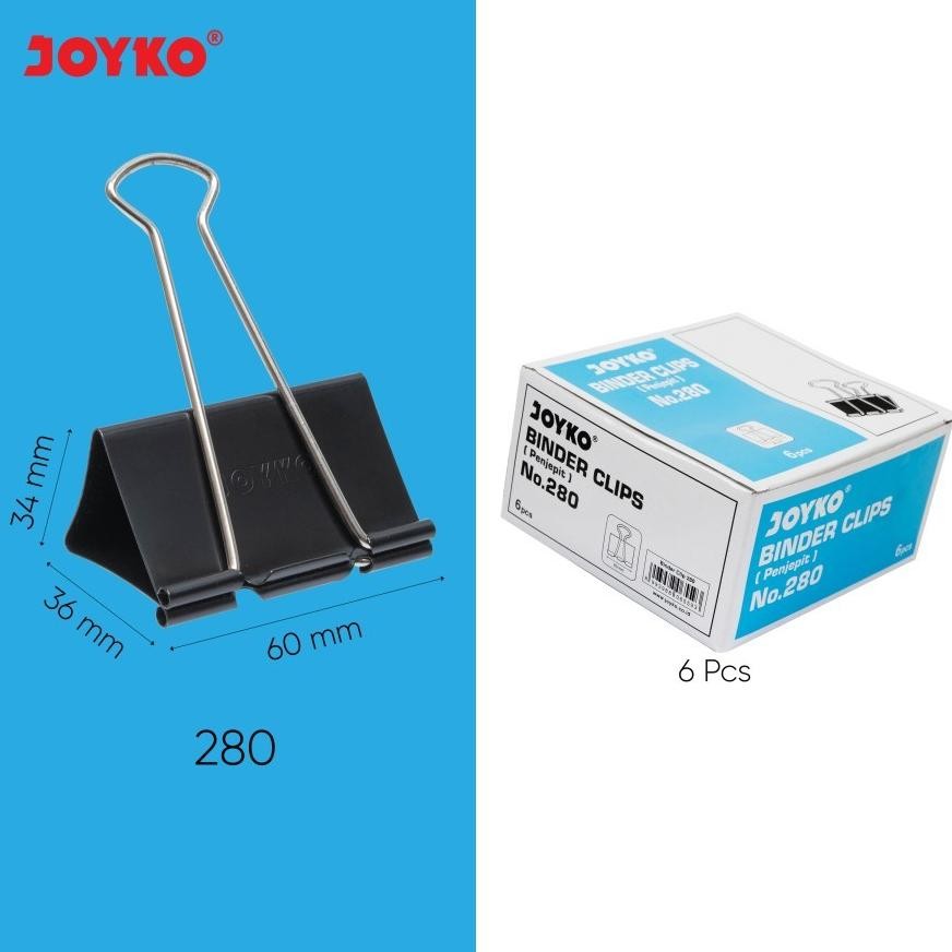 

Rt-4 Tr21 At43 Joyko Binder Clip No 280 Hitam Original Per Kotak (Isi 6 Pcs) / Klip Binder 280 Kertas Penjepit Kertas Joyko Hitam Per Kotak Termurah Premium Rt-4