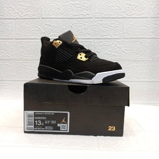 Tersedia SEPATU KIDS NIKE JORDAN 4 RETRO BLACK GOLD ORIGINAL VIETNAM BNIB