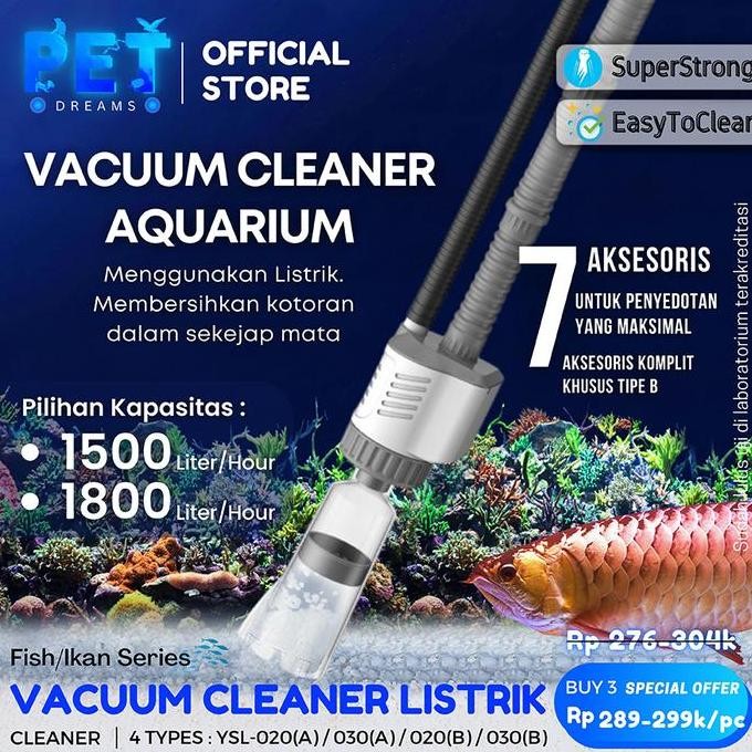 Vacuum Elektrik Aquarium Vakum Cleaner Siphon Cleaner Penyedot Pembersih Kuras Kotoran Akuarium