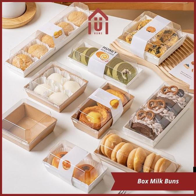 

UNISO - BOX MILK BUNS MINI CAKE BOX DESSERT PACKAGING BOX KOTAK PENYIMPANAN KUE KOTAK PERSEGI PANJANG