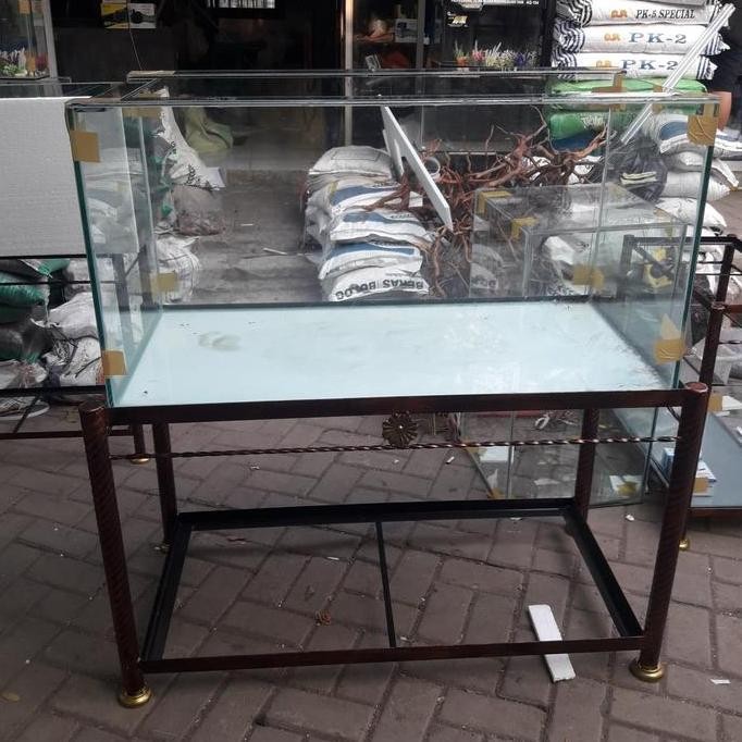 Aquarium Kaca 8 Mili Ukuran 100X50X50 +Rak Aquarium Besi Ulir