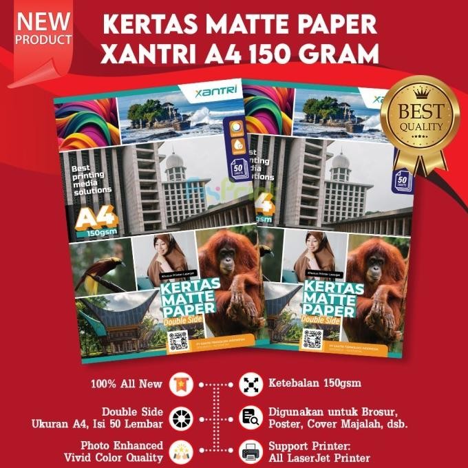 

Kertas Matte Paper Double Side A4 150Gsm 50 Sheets Kertas Matte 150Gr Terbaru