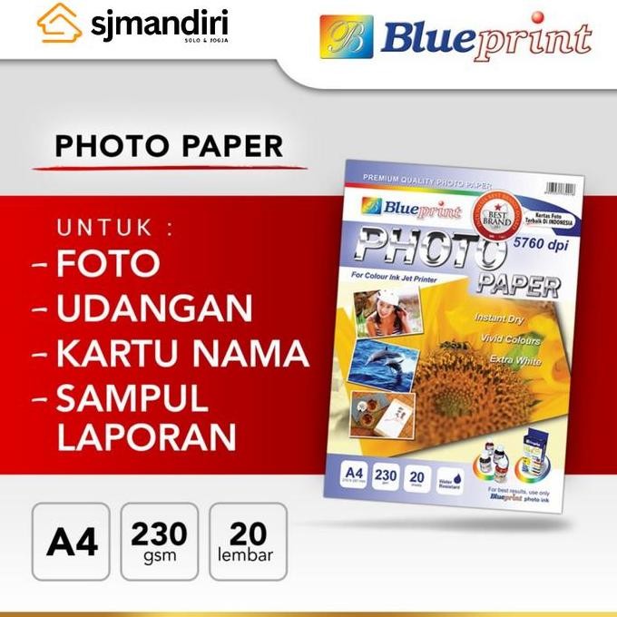 

Kertas Foto Blueprint Photo Paper Glossy A4 230Gsm Matahari Best Seller